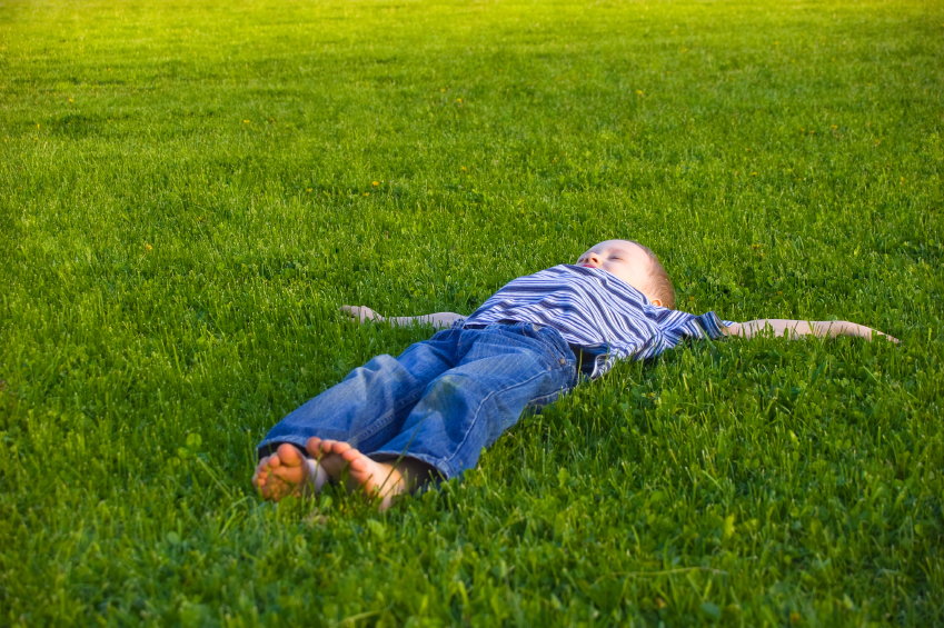 Фото дети лежат на траве