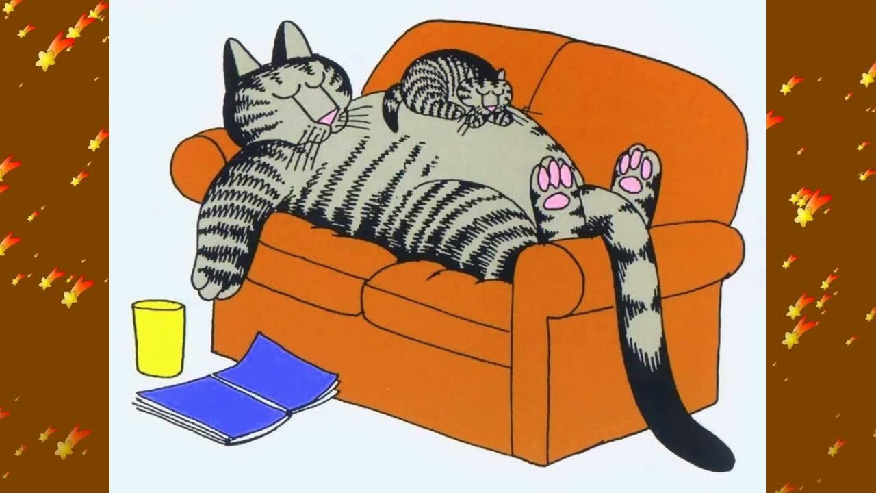 Кот валяется на диване